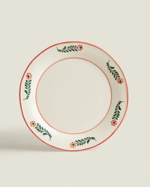 Dinner Plates*ZARA Home Floral Earthenware Dinner Plate Cream