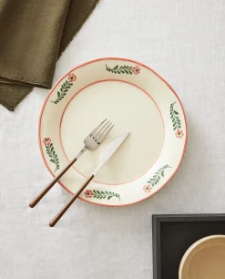Dinner Plates*ZARA Home Floral Earthenware Dinner Plate Cream
