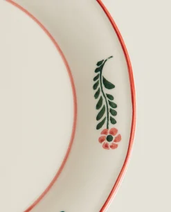 Dinner Plates*ZARA Home Floral Earthenware Dinner Plate Cream