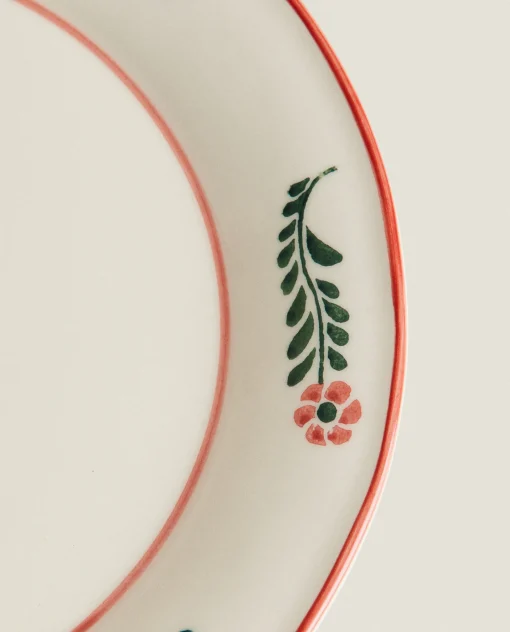 Dinner Plates*ZARA Home Floral Earthenware Dinner Plate Cream