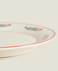 Dinner Plates*ZARA Home Floral Earthenware Dinner Plate Cream
