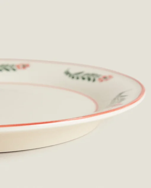 Dinner Plates*ZARA Home Floral Earthenware Dinner Plate Cream