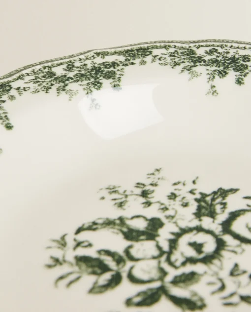 Soup Plates*ZARA Home Floral Earthenware Soup Plate Olive