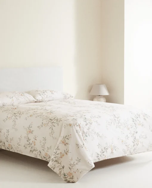 Flat Sheets*ZARA Home Floral Embroidery Flat Sheet Cream
