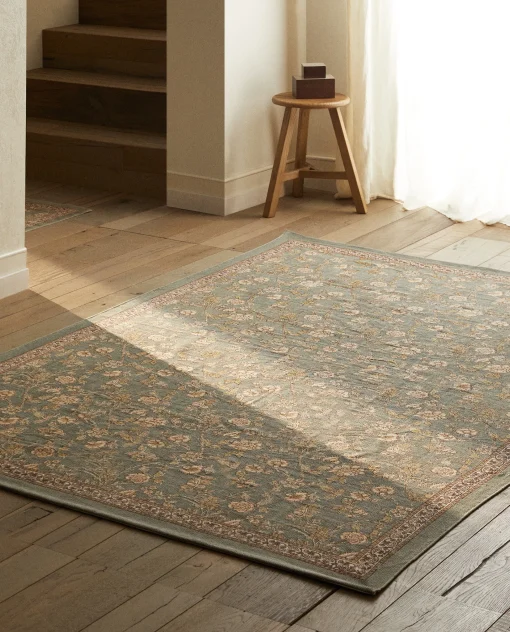 Decorative*ZARA Home Floral Print Block Rug Multicolored