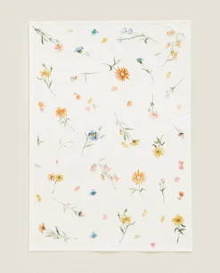 Kitchen Towels, Aprons And Bags*ZARA Home Floral Print Cotton Kitchen Towel (Pack Of 2) Green