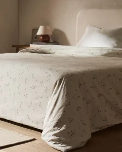 Duvet Covers*ZARA Home Floral Print Duvet Cover Oyster White