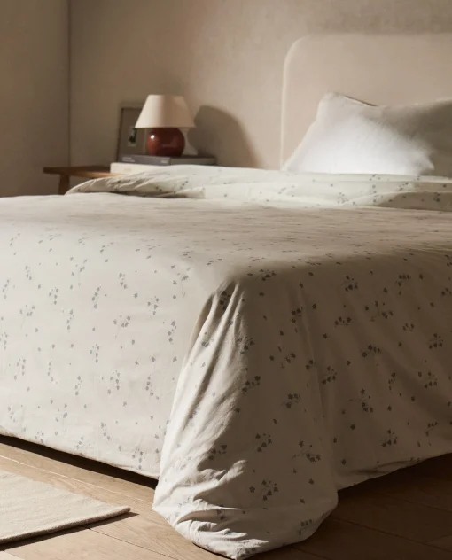 Duvet Covers*ZARA Home Floral Print Duvet Cover Oyster White