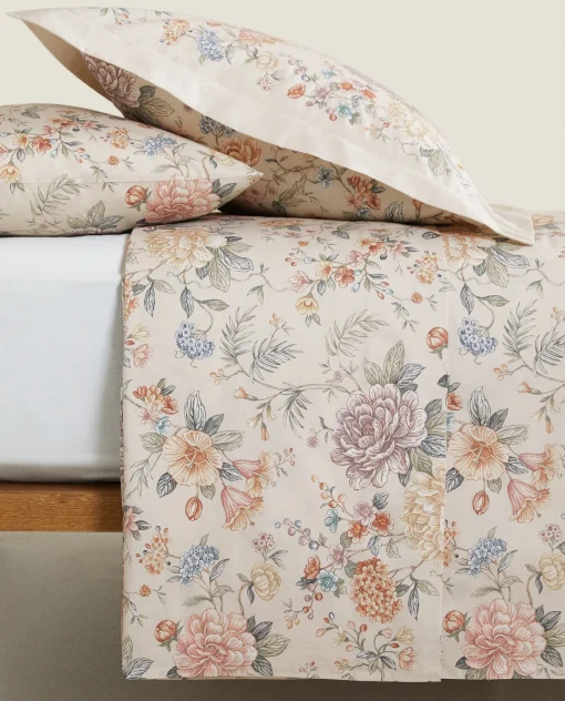 Duvet Covers*ZARA Home Floral Print Duvet Cover Sand