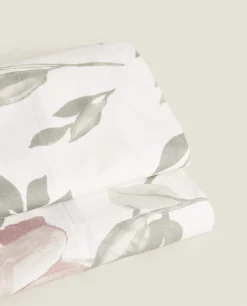 Flat Sheets*ZARA Home Floral Print Flat Sheet Pink