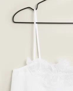 Pajamas*ZARA Home Floral Top With Straps White