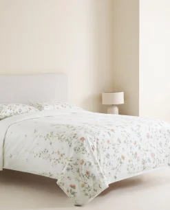 Duvet Covers*ZARA Home Flower And Butterfly Print Duvet Cover Oyster White