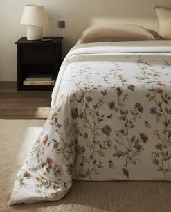 Duvet Covers*ZARA Home Flower And Butterfly Print Duvet Cover Oyster White