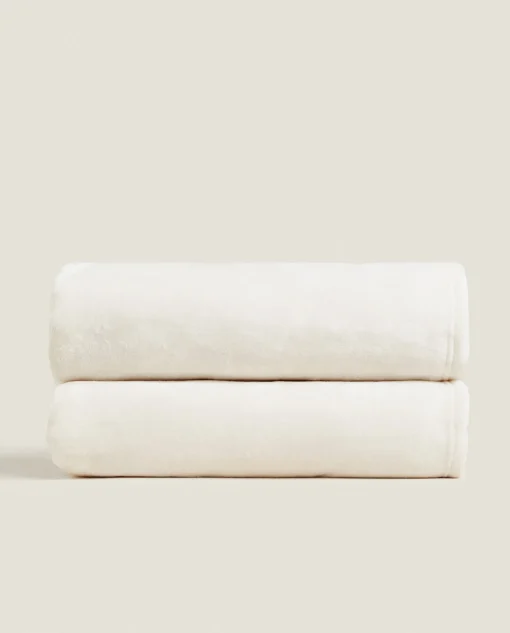 Blankets*ZARA Home Fringed Soft-Touch Blanket Oyster White