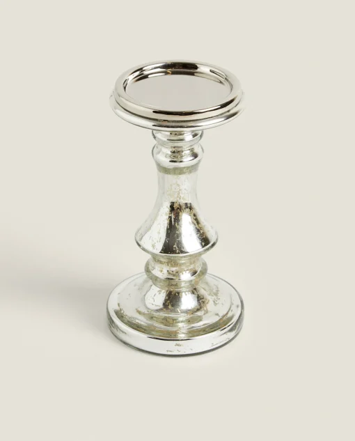 Candlesticks And Tealight Holders*ZARA Home Geometric Glass Candlestick Silver