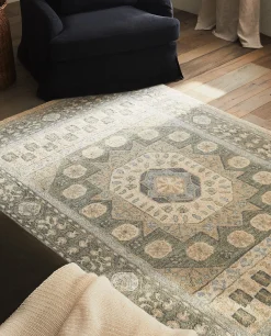 Vintage Design*ZARA Home Geometric Wool Rug Green