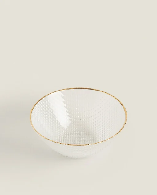 Bowls*ZARA Home Glass Bowl With Raised Detail Golden
