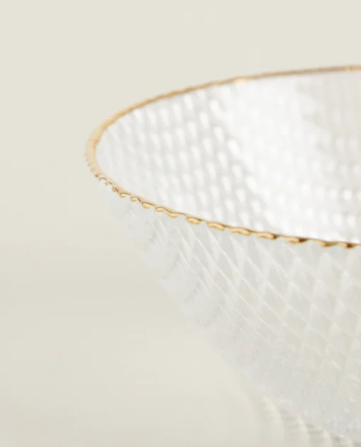 Bowls*ZARA Home Glass Bowl With Raised Detail Golden