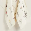 Wine & Cheese Collection*ZARA Home Glass Print Kitchen Towel (Pack Of 2) Cream