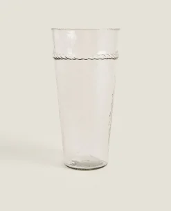 Vases*ZARA Home Glass Vase With Border Transparent