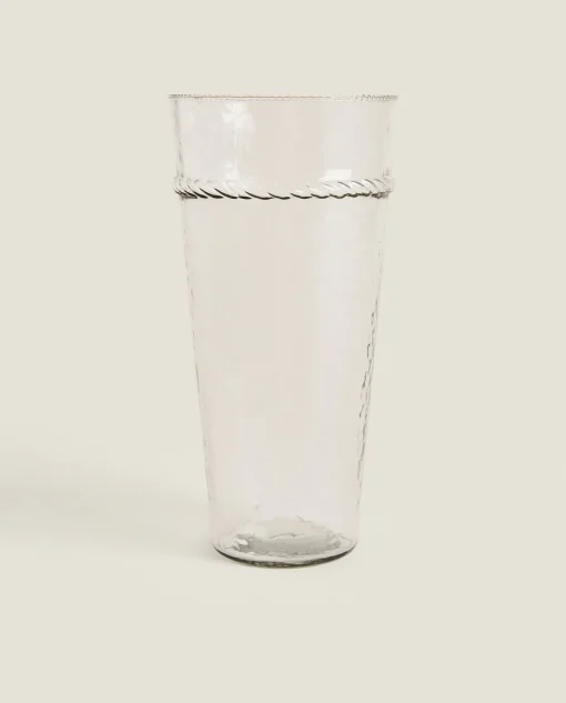 Vases*ZARA Home Glass Vase With Border Transparent