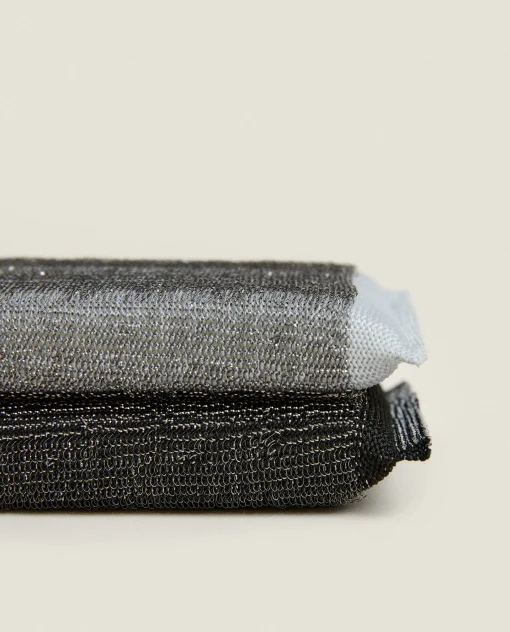 Cleaning*ZARA Home Grey And Black Scrubber (Set Of 2) Steel