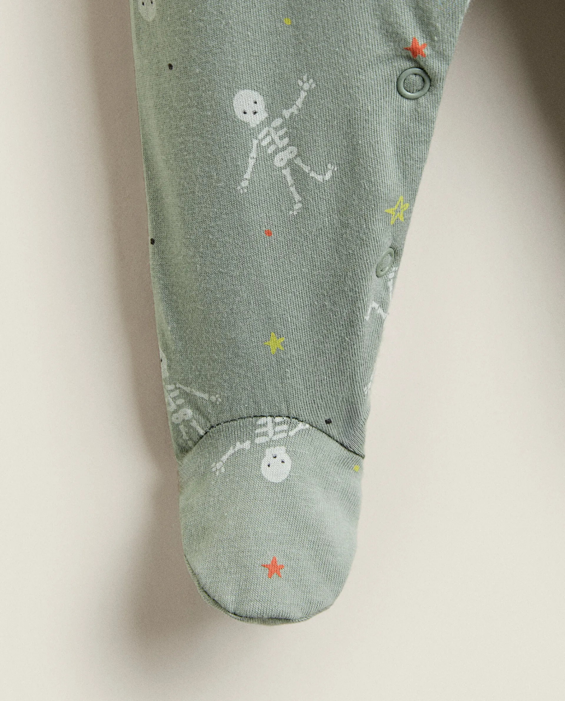 Kids*ZARA Home Halloween Baby Romper With Skeletons Green