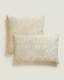 Bedspreads*ZARA Home Jacquard Throw Pillow Cover Natural Colour