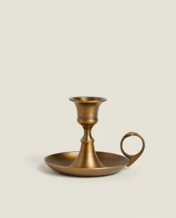 Candlesticks And Tealight Holders*ZARA Home Large Golden Candlestick Gold-T