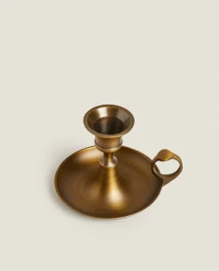 Candlesticks And Tealight Holders*ZARA Home Large Golden Candlestick Gold-T