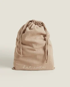 Toiletry Bags*ZARA Home Large Star Print Laundry Bag Taupe