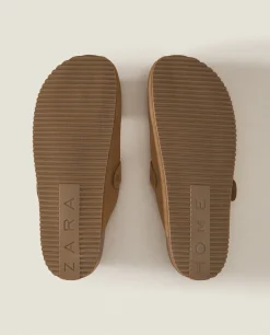 Man*ZARA Home Leather Clogs With Buckle Mole
