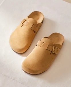 Woman*ZARA Home Leather Clogs With Buckle Ecru