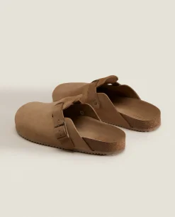 Woman*ZARA Home Leather Clogs With Buckle Mole