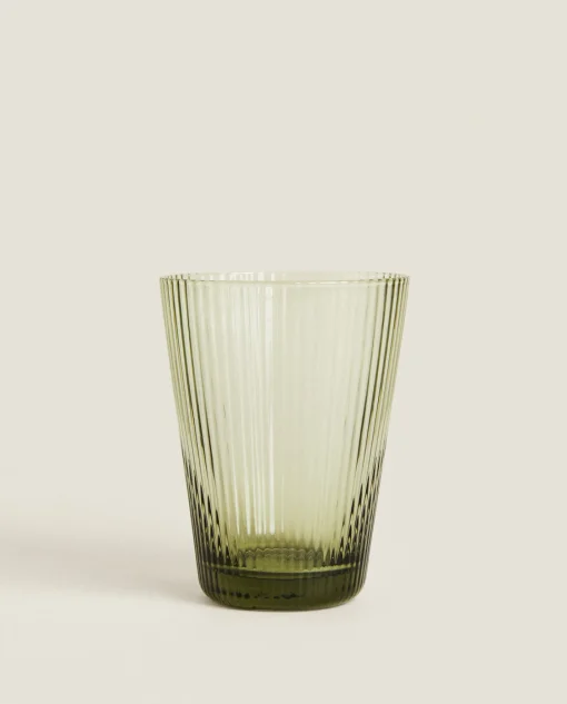 Tumblers*ZARA Home Lined Design Glass Tumbler Green