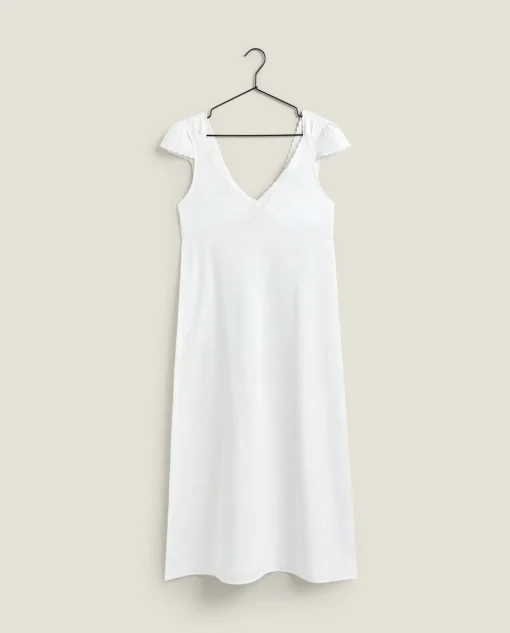 Nightdresses*ZARA Home Linen And Cotton Nightgown White