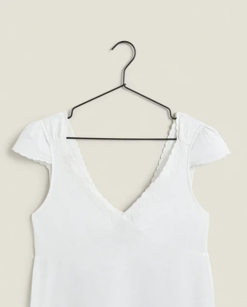 Nightdresses*ZARA Home Linen And Cotton Nightgown White
