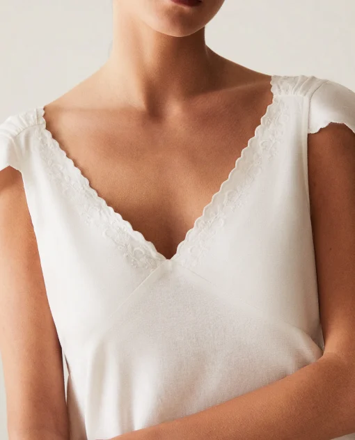 Nightdresses*ZARA Home Linen And Cotton Nightgown White