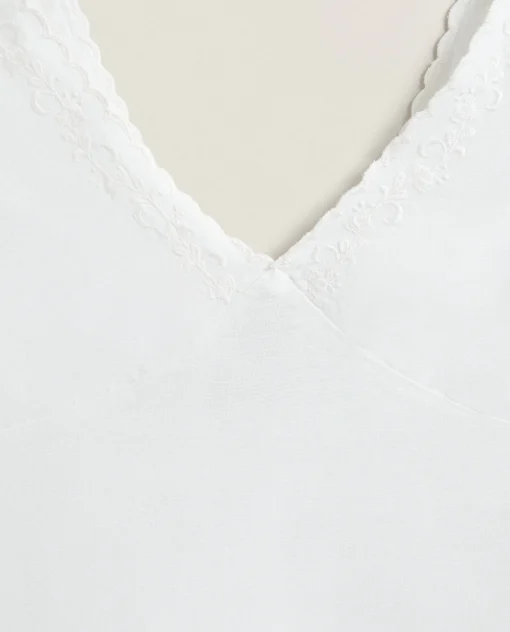 Nightdresses*ZARA Home Linen And Cotton Nightgown White