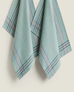 Kitchen Towels, Aprons And Bags*ZARA Home Linen Kitchen Towel (Pack Of 2) Green