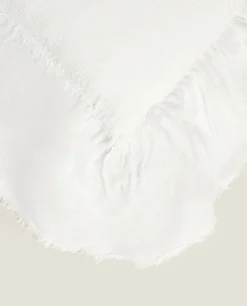 Bedspreads*ZARA Home Linen Ruffle Throw Pillow Cover Oyster White