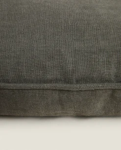 Solid*ZARA Home Linen Seat Cushion Petroleum