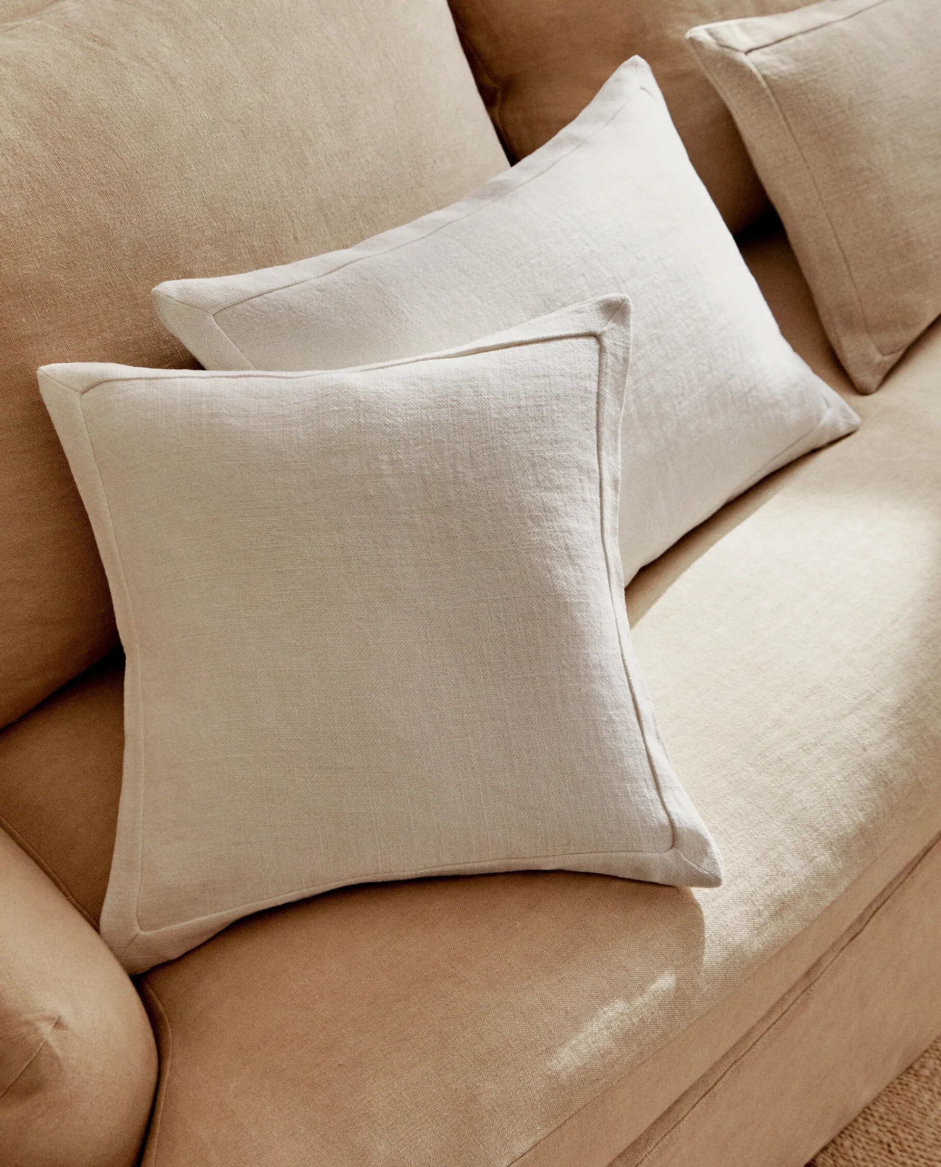 Solid*ZARA Home Linen Throw Pillow Cover Cream