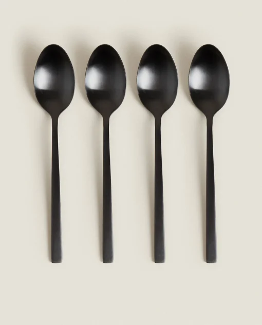 Cutlery*ZARA Home Matte Spoons (Pack Of 4) Black