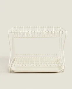 Cleaning*ZARA Home Metal Dish Rack With Tray Cream