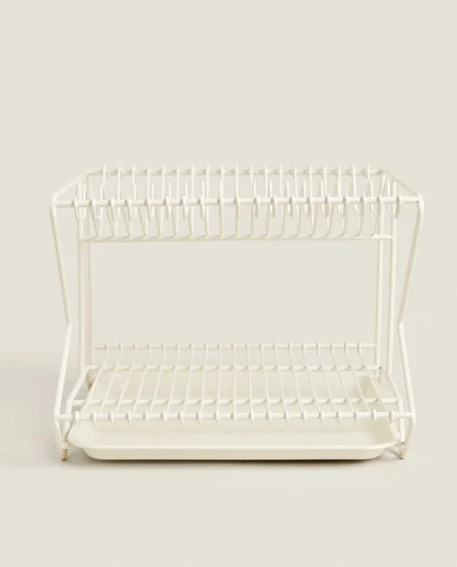 Cleaning*ZARA Home Metal Dish Rack With Tray Cream