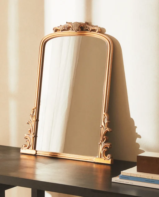 Mirrors*ZARA Home Mirror With Wood Golden
