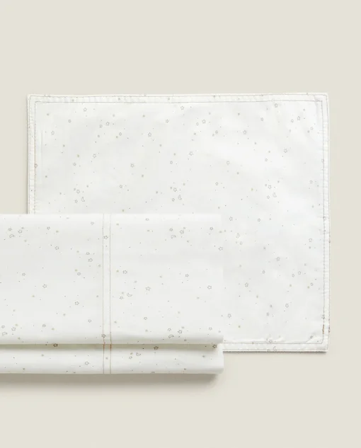 Crib Bedding*ZARA Home Moon And Star Flat Sheet Set Taupe