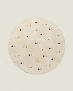Rugs*ZARA Home Multicolored Embroidered Check Rug Oyster White