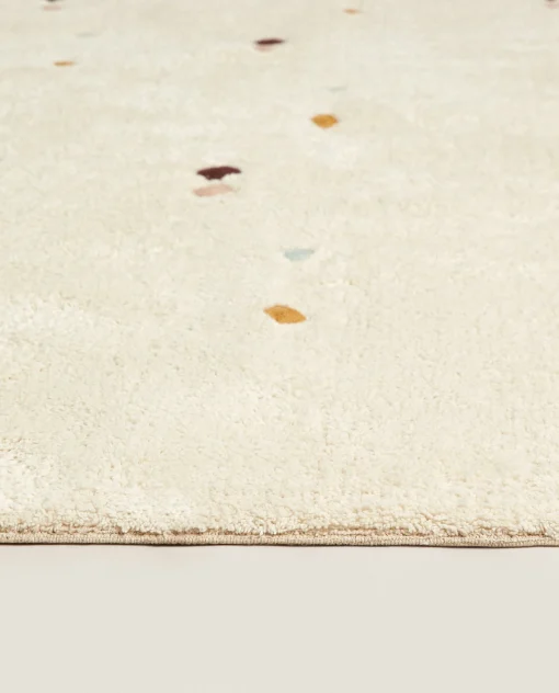 Rugs*ZARA Home Multicolored Embroidered Check Rug Oyster White